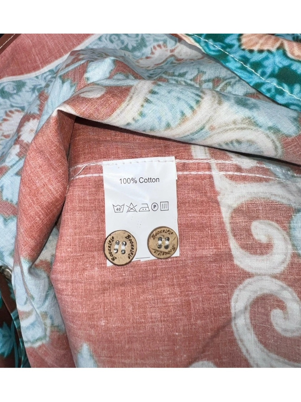 Boozelele Floral Paisley Western Brown Button Down Cotton Shirt XL NWOT - Picture 12 of 12